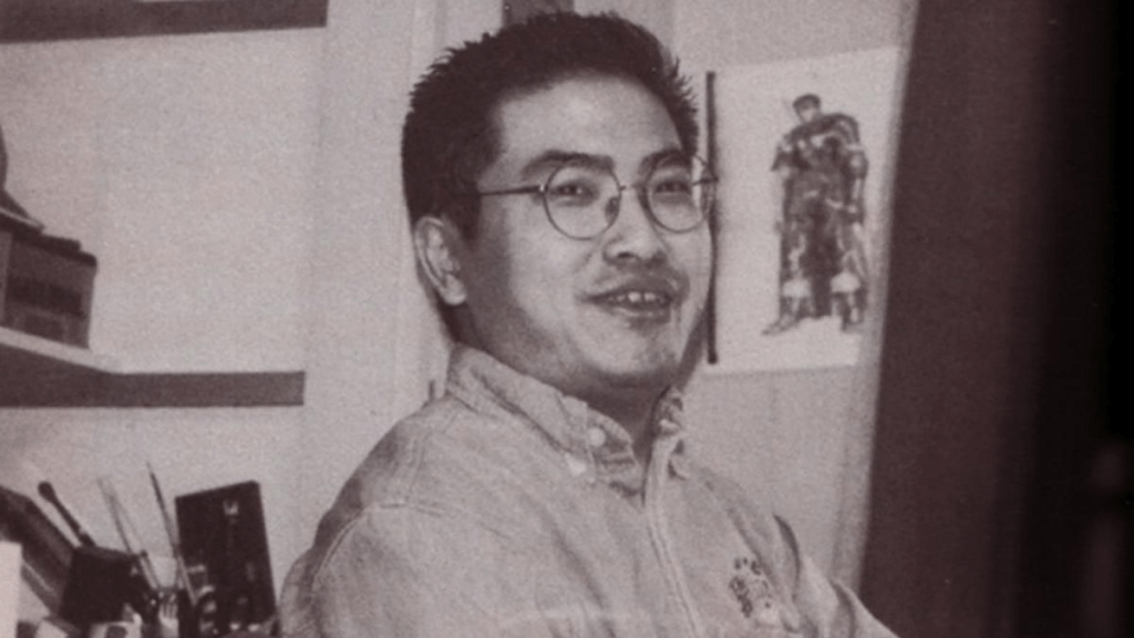 Kentaro Miura in his studio, with Guts
